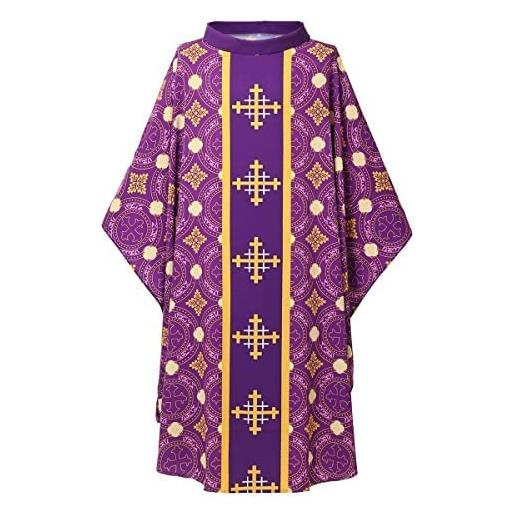COSDREAMER veste unisex per chiesa paramenti sacerdote clero casula cattolica di messa (viola, 3xl)