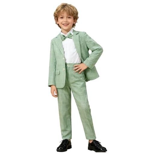 LOLANTA 3 pezzi paggetto bambino matrimonio, completo elegante ragazzo cerimonia(verde, 4-5 anni, tag 110)