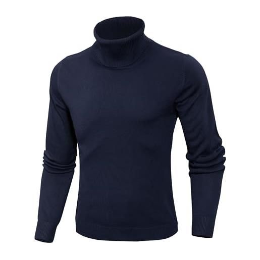 Sykooria pullover uomo dolcevita - maglia basic cotone morbida & confortevole per inverno quotidiano - marrone l