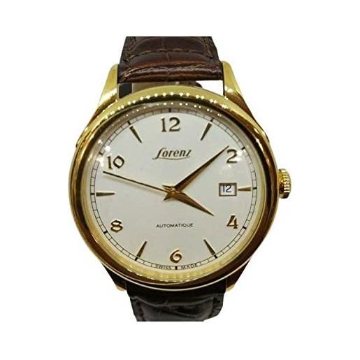 Lorenz orologio uomo automatico 026733aa swiss made cassa acciaio placcato oro data cinturino pelle