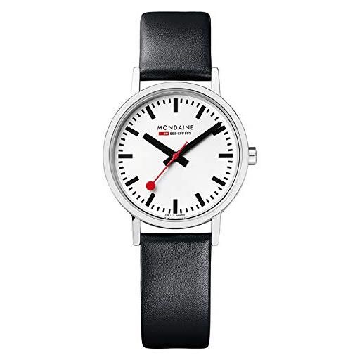 Mondaine classic - orologio con cinturino nero in pelle per donna, a658.30323.16sbb, 30 mm