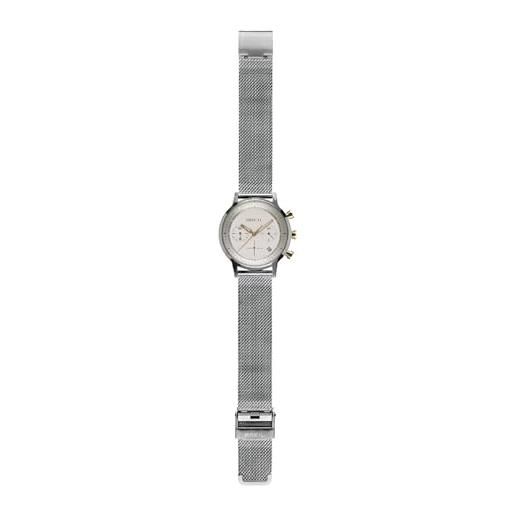 Breil orologio donna six. 3. Nine quadrante mono-colore bianco movimento cronografo quarzo e mesh acciaio argento tw1825