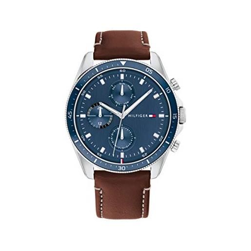 Tommy Hilfiger qtz multifunzione in acciaio inossidabile e cinturino in pelle orologio casual, colore: marrone (modello: 1791837), marrone, orologio al quarzo