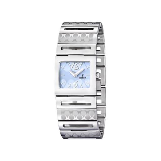 Festina orologio da polso donna xs analogico al quarzo in acciaio inox f16555/3, argento/blu, bracciale