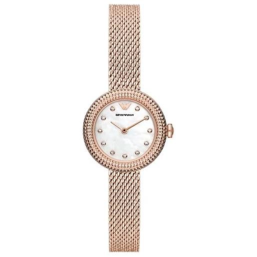 Emporio Armani orologio donna, movimento a due lancette, cassa in acciaio inossidabile oro rosa 26 mm con bracciale in acciaio inossidabile, ar11416