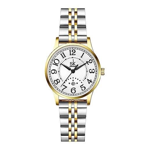 SHENGKE sk business classic orologio da donna con cinturino in acciaio inossidabile in vera pelle elegant. Ladies, acciaio romano