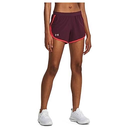 Under Armour fly by 2.0 pantaloncini da corsa, donna, rebel rosa/bianco/riflettente, l/xl