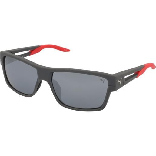 Puma flash ride pu0327s 002 | occhiali da sole sportivi | prova online | unisex | plastica | rettangolari | grigio | adrialenti