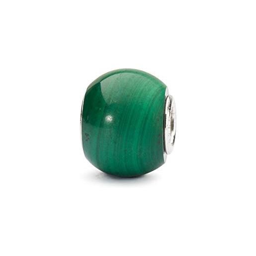 Trollbeads charm tstbe-00020 - ciondolo rotondo malachite in pietra preziosa, colore verde, misura unica, gemma, nessuna pietra preziosa