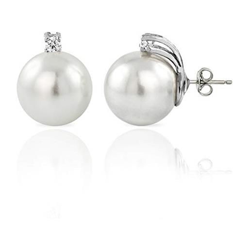 inSCINTILLE le perle orecchini di perle in argento rodiato 925 con punto luce di zirconia cubica