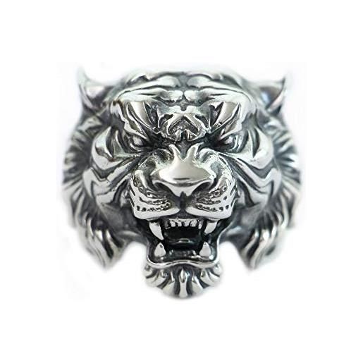 LINSION ta130 - anello da uomo in argento sterling 925 con tigre e argento, 22, cod. Ta130