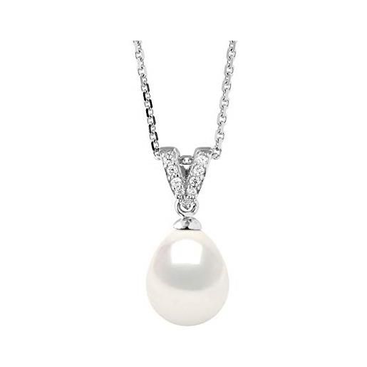PEARLS & COLORS NATURAL FINE PEARLS pearls & colors - collana gioielleria prestigiosa vera perla di coltura d'acqua dolce 9-10 mm - colore bianco naturale - qualità aaa+ - argento 925 - gioiello donna