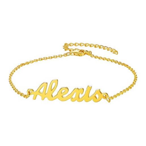 Custom4U bracciale personalizzato con nome in acciaio dorato con cavigliera da donna con incisione di nomi gioielli personalizzati per il compleanno delle donne
