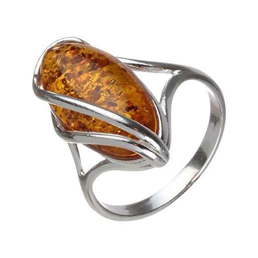 HolidayGiftShops anello micaela in argento sterling e miele baltico con ambra: 9,5