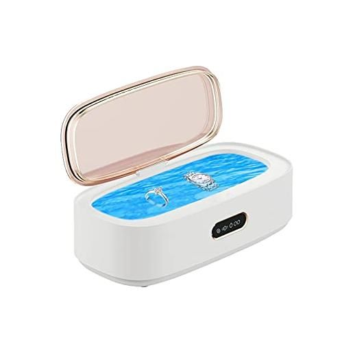 AGSYFFD ultrasonic cleaner 300ml ultrasonic mini cleaner has 4 time settings for cleaning glasses, watches, jewelry, rings, necklaces, dentures
