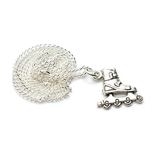 Miniblings link catena in argento roller pattini a rotelle pattini a 45 cm pattini in linea pattini a rotelle in argento - gioielli di moda a mano