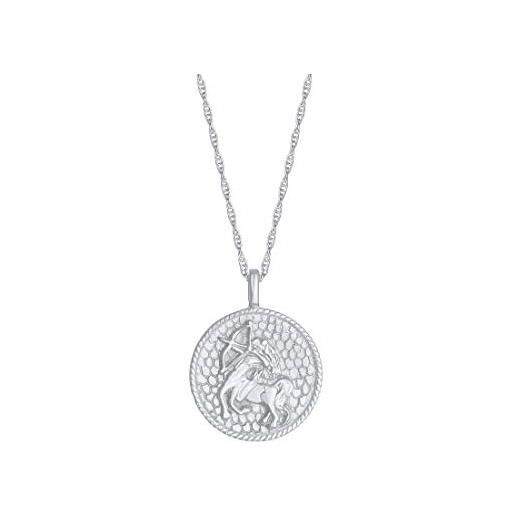 Elli collana moneta segno zodiacale sagittario in argento 925 placcato oro