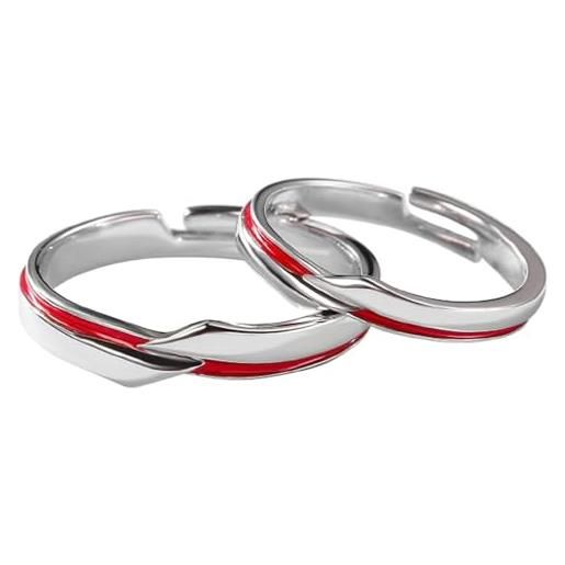 BCughia anelli coppia fidanzati filo rosso, anello uomo incisione personalizzata con la linea rossa argento sterling fidanzamento anelli regolabili