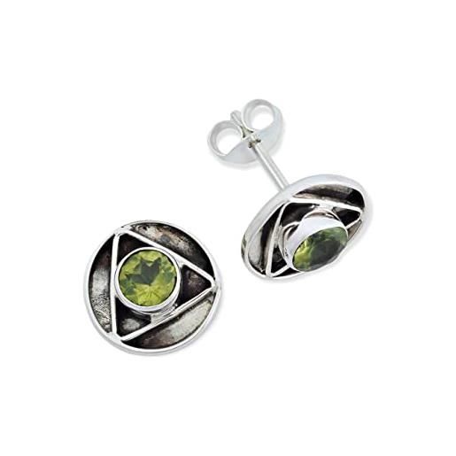 mantraroma orecchini a perno argento 925 con pietre preziose peridoto pietra verde orecchini in argento sterling da donna in vero argento (mos-053-59)