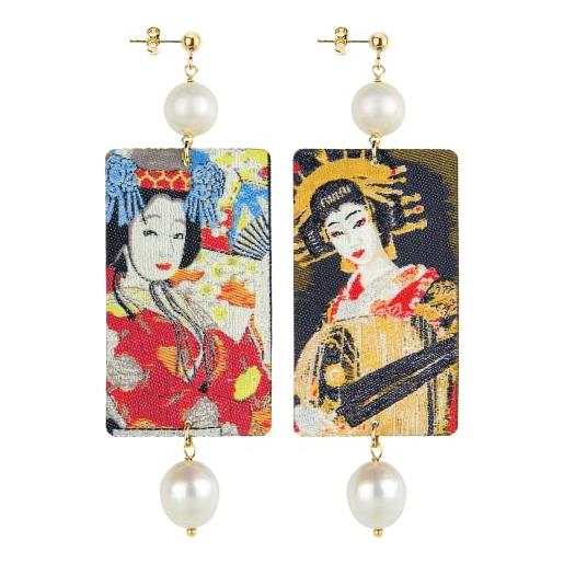 In lebole collezione the tag geishe orecchini da donna in ottone pietra perla