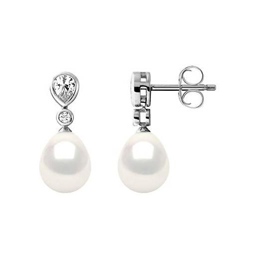 PEARLS & COLORS NATURAL FINE PEARLS pearls & colors - orecchini pendenti con perle coltivate d'acqua dolce, 7-8 mm - qualità aaa+ - argento 925 - gioiello da donna