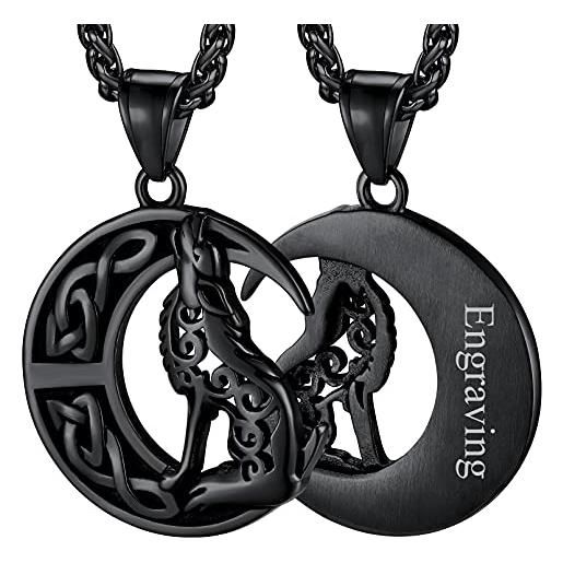 FaithHeart collana vintage con lupo vichingo amuleto di odino collana classica con nodo celtico totem di lupo di alta qualità in colore argento nero oro regalo compleanno