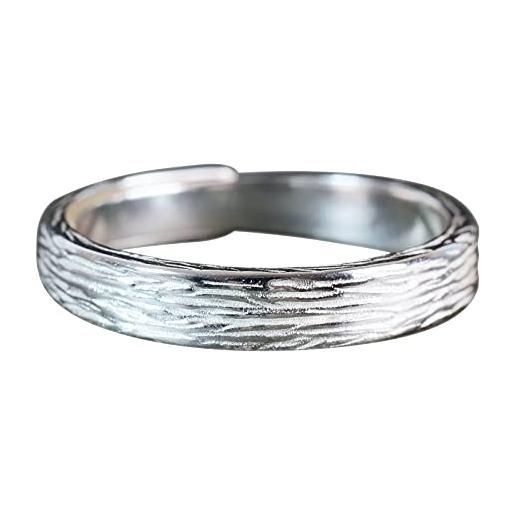 NicoWerk anello da donna borke in argento sterling 925 fresato, semplice, sottile e opaco, con struttura regolabile, sri673