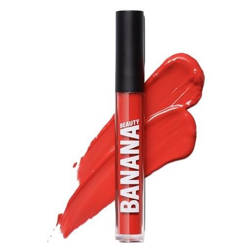 Banana beauty semi matte liquid lipstick con tenuta fino a 10 ore (oh baby!/ rosso vivo) - rossetto matte per labbra grandi - labbra idratate e volumizzate