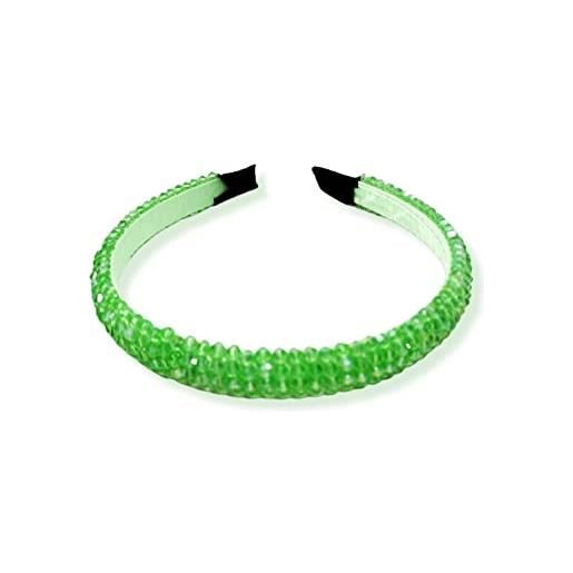 Bottega della Principessa-cerchietto gioiello con perle cucite a mano-elegante e da cerimonia (verde)
