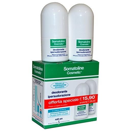 Somatoline set 6 confezione di 2 deodoranti ipersudorazione roll-on per il corpo 30ml