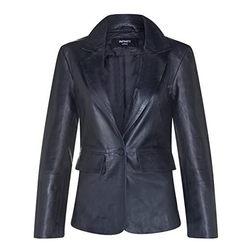 Infinity Leather giacca classica da donna abbronzatura in vera pelle con un bottone