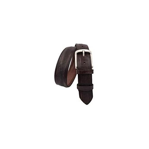 ESPERANTO cintura vintage abrasivata vero cuoio 4 cm accorciabile nichel free (moro, taglia 48 - girovita 95 cm)
