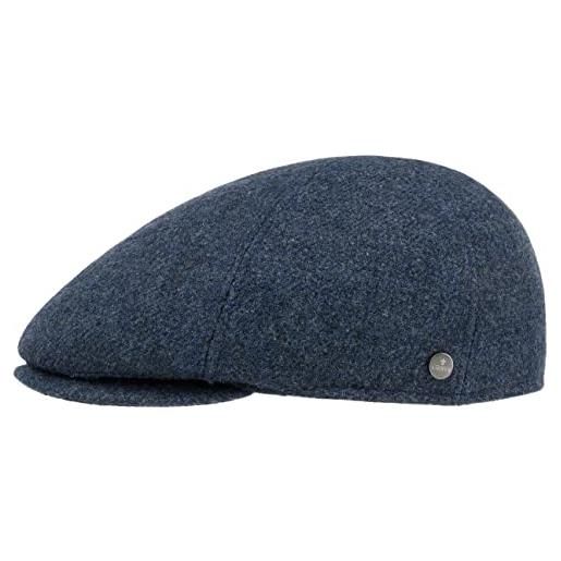 LIERYS coppola shetland gatsby donna/uomo - made in italy cappellino lana cappello piatto autunno/inverno - 55 cm blu