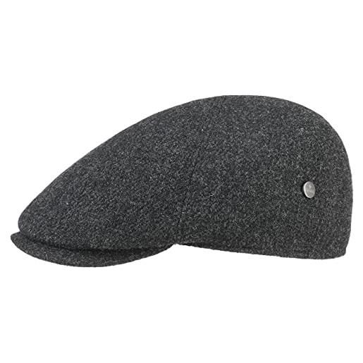 LIERYS coppola shetland gatsby donna/uomo - made in italy cappellino lana cappello piatto autunno/inverno - 56 cm blu