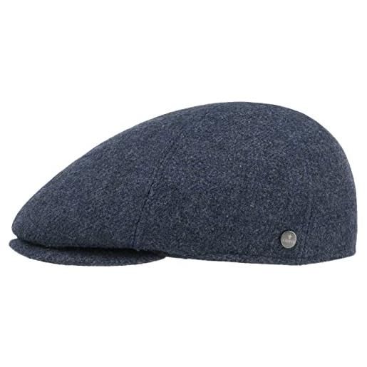 LIERYS coppola shetland gatsby donna/uomo - made in italy cappellino lana cappello piatto autunno/inverno - 56 cm blu