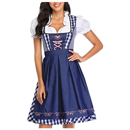 KBOPLEMQ - abito tradizionale bavarese dirndl da donna, per feste di carnevale, stile da birreria, azzurro, xxl