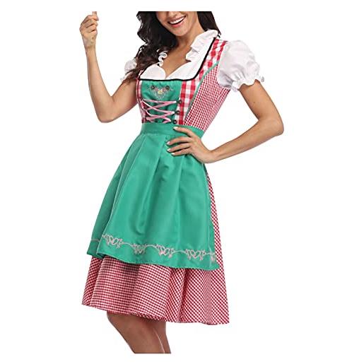 KBOPLEMQ - abito tradizionale bavarese dirndl da donna, per feste di carnevale, stile da birreria, azzurro, xxl