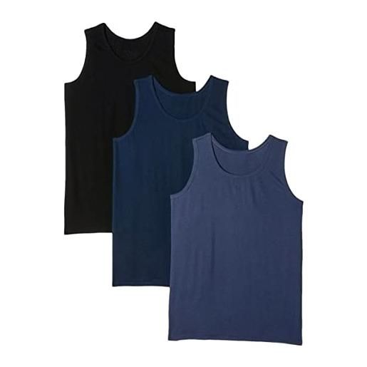 SalGiu canottiera uomo (3 pezzi) intima 100% cotone spalla larga antisudore estiva (xxl, blu, nero, jeans)