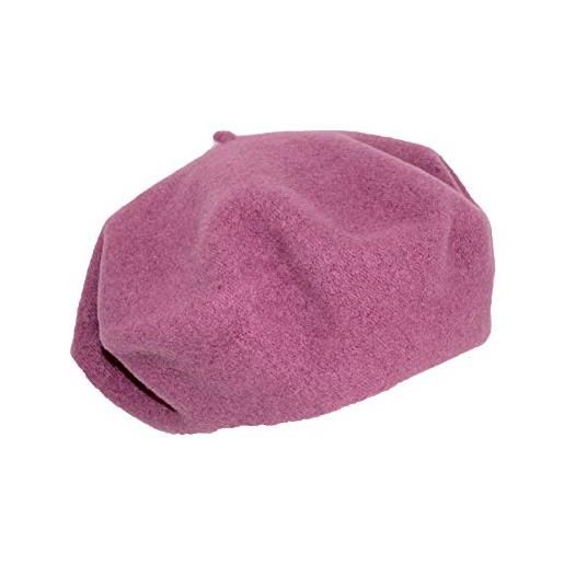 Piccarda basco alla francese per donna, berretto in lana, cappello semplice in diversi colori, basco con confezione regalo, cappellino per autunno inverno (rosa)