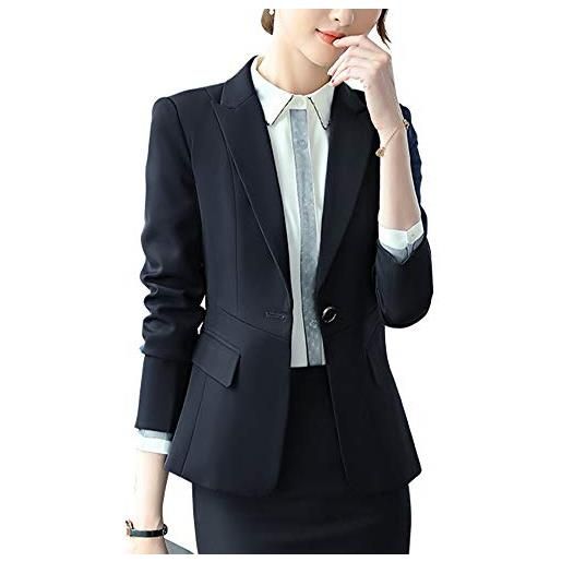 ShiFan tailleur donna elegante cappotto ufficio business blazer top corto ol giacca da abito nero 1 s