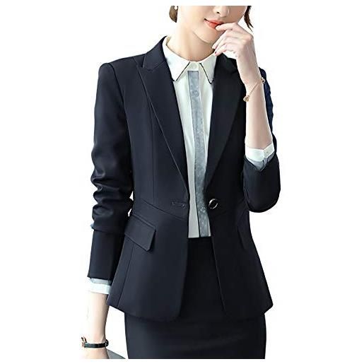 ShiFan tailleur donna elegante cappotto ufficio business blazer top corto ol giacca da abito blu m