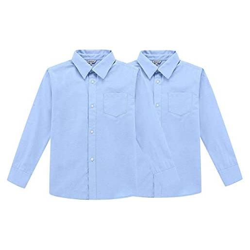 Bienzoe ragazzi scuola lungo manica oxford camicia 2 pz confezione blu 16