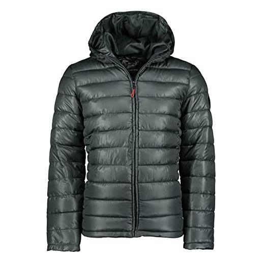 Geographical Norway calender hood men - piumino trapuntato caldo da uomo - giacca invernale foderata da uomo - giacca a vento a manica lunga (nero l)