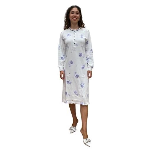 SGARLATA HOME camicia da notte donna in puro cotone interlock con trattamento sanfor art. Roberta (glicine, m)