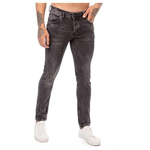Redbridge jeans da uomo pantalone denim used look casual nero w29l32