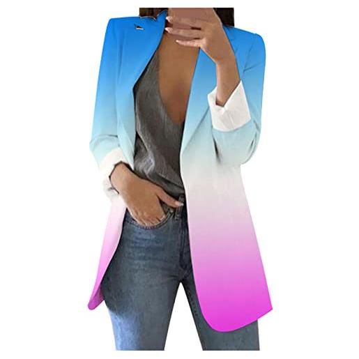 Generic abito giacca cappotto stampato da donna cardigan abito formale manica lunga business office giacca formale slim cappotti eleganti camicetta cose particolari (pink, xl)