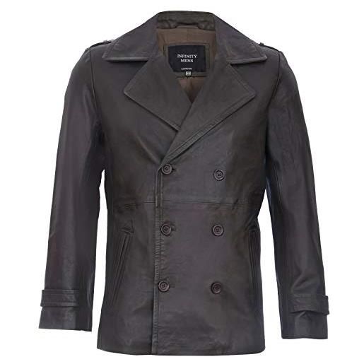 Infinity Leather giacca da uomo in pelle giacca da marinaio marrone dr who navale tedesca xl