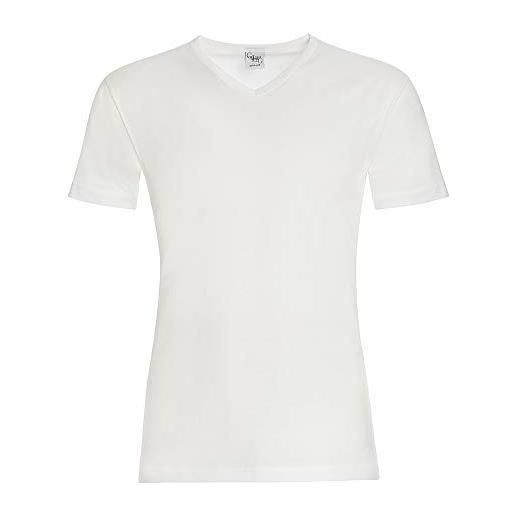 CIELLEGI t-shirt in filo di scozia uomo manica corta collo v art. 701 (3pz) - 5, bianco