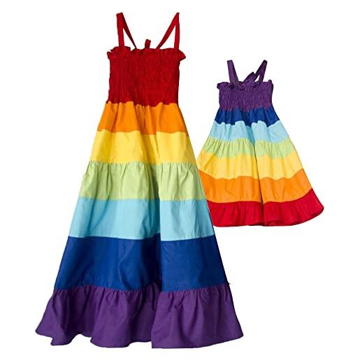LINTRY abiti a strisce arcobaleno per mamma e papà, abiti per genitori e figli a strisce in tinta con la famiglia, multi colored, xl