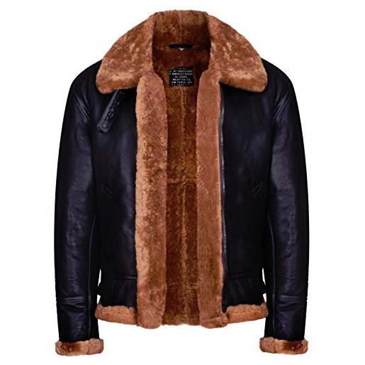 Infinity Leather aviator zenzero marrone b3 shearling montone bomber in pelle giacca volante pilota uomo s